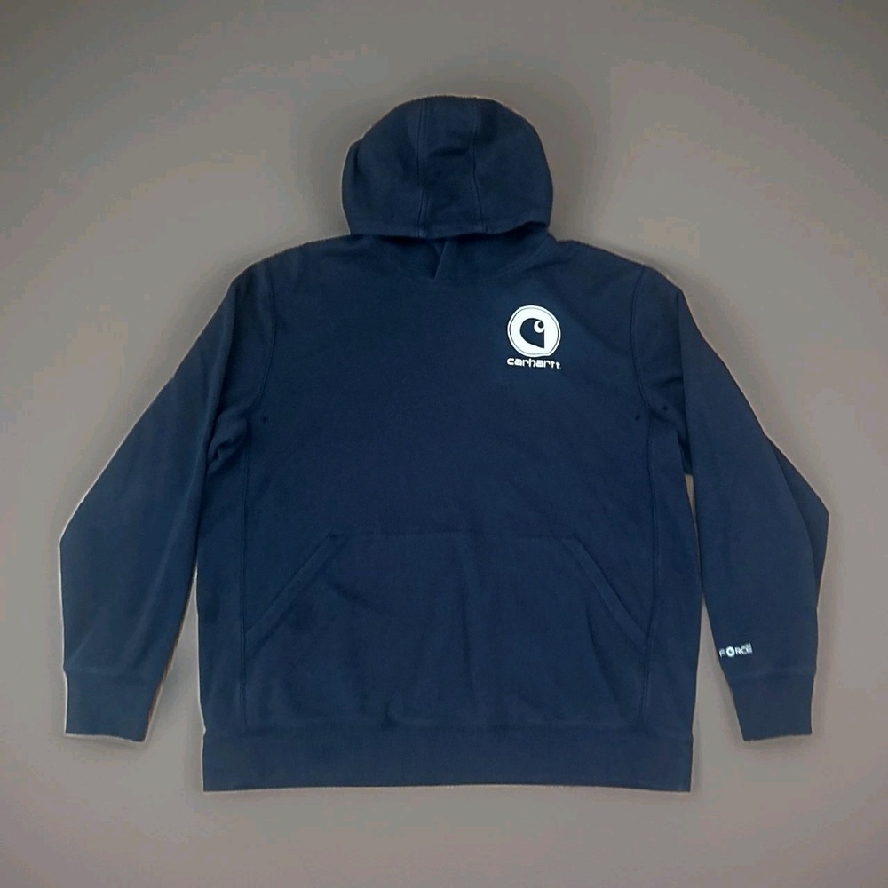 Carhartt Force Pullover Lightweight Hoodie Men's XL Relaxed Fit Logo Navy Blue